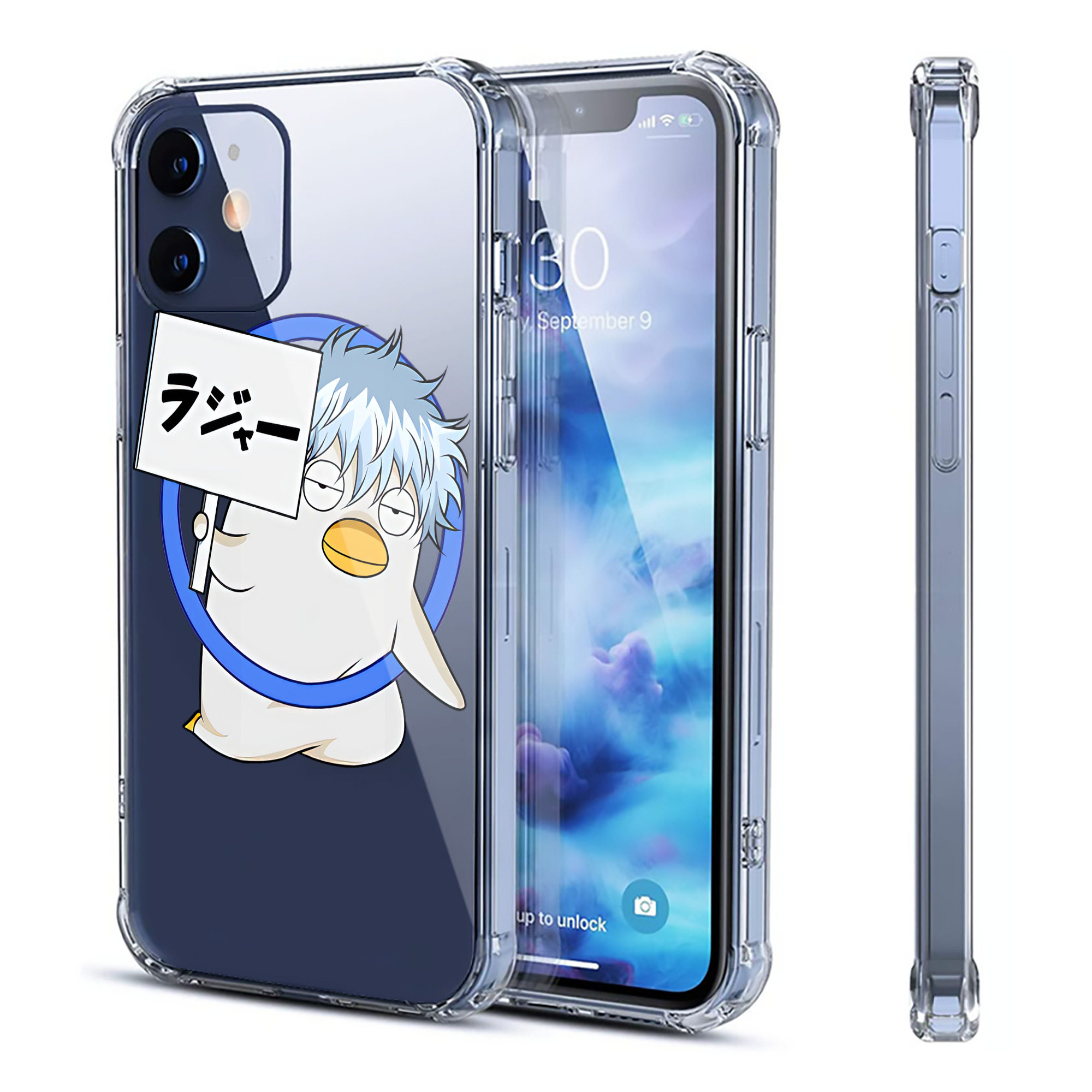 （画像用） ぎんたま 坂田銀時（さかたぎんとき） 神楽 志村新八（しむら しんぱち） GINTAMA Sakata Gintoki Kagura Shimura Shinpachi 【iPhone 12シリーズ対応】透明スマホケース（クリアソフトケース）
